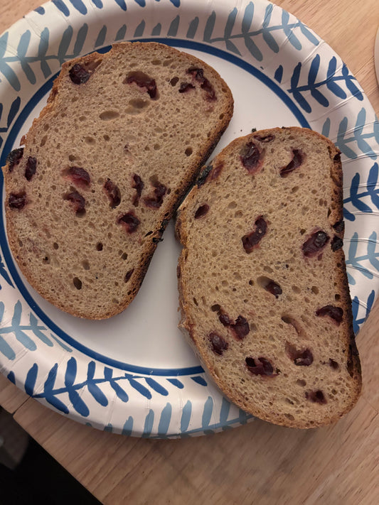 Gluten Free Vegan Cinnamon Cranberry Sourdough Loaf